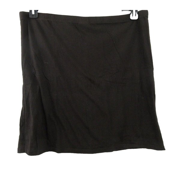 Messino Faux Wrap Skirt XXL Black Soft Above Knee Straight Stretch Side Ruching - Picture 2 of 6